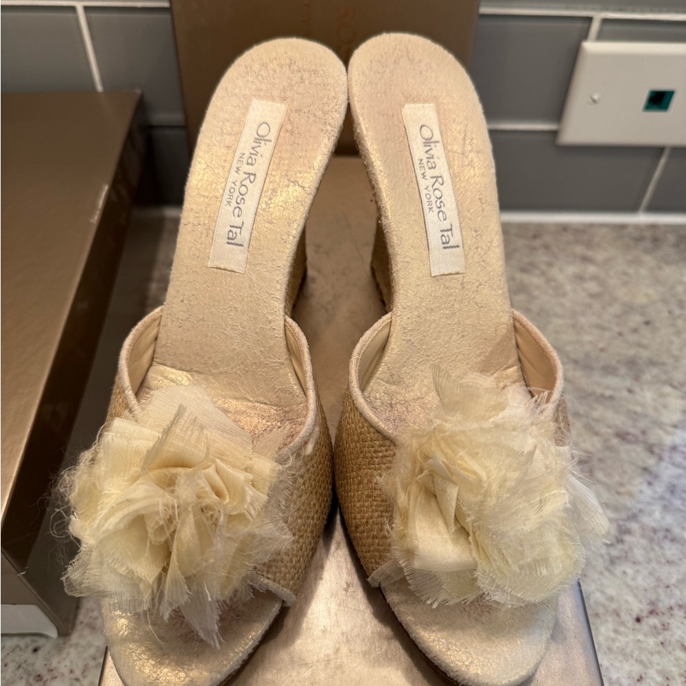 Olivia Rose Tal Cream Wedge Sandals